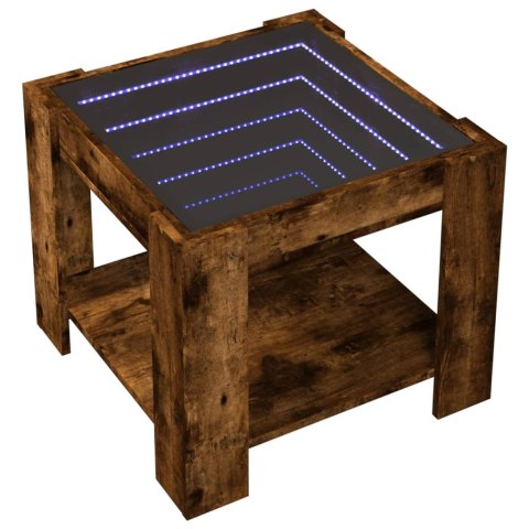 STOLIK KAWOWY Z LED PRZYDYMIONY DĄB 53X53X45CM