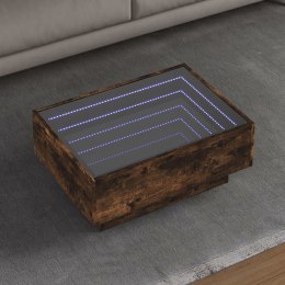 STOLIK KAWOWY Z LED PRZYDYMIONY DĄB 70X50X30CM