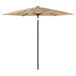 PARASOL OGRODOWY Z LED STALOWY SŁUPEK BRĄZOWY 268X268X226CM