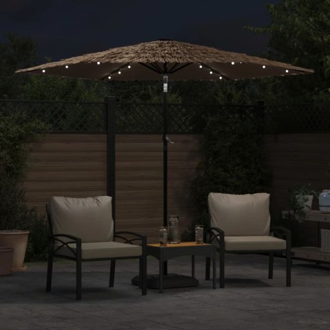 PARASOL OGRODOWY Z LED STALOWY SŁUPEK BRĄZOWY 268X268X226CM