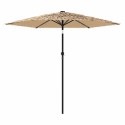 PARASOL OGRODOWY Z LED STALOWY SŁUPEK BRĄZOWY 268X268X226CM