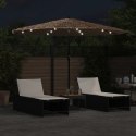 PARASOL OGRODOWY Z LED STALOWY SŁUPEK BRĄZOWY 324X324X247CM
