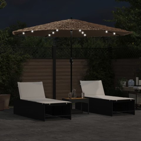 PARASOL OGRODOWY Z LED STALOWY SŁUPEK BRĄZOWY 324X324X247CM
