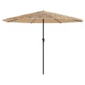 PARASOL OGRODOWY Z LED STALOWY SŁUPEK BRĄZOWY 324X324X247CM
