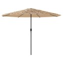 PARASOL OGRODOWY Z LED STALOWY SŁUPEK BRĄZOWY 324X324X247CM
