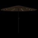 PARASOL OGRODOWY Z LED STALOWY SŁUPEK BRĄZOWY 324X324X247CM