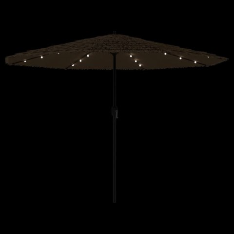 PARASOL OGRODOWY Z LED STALOWY SŁUPEK BRĄZOWY 324X324X247CM