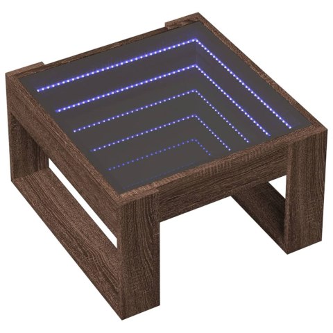 STOLIK KAWOWY Z LED INFINITY BRĄZOWY DĄB 50X53X30CM