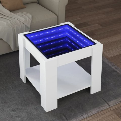 STOLIK KAWOWY Z LED BIAŁY 53X53X45CM