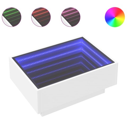 STOLIK KAWOWY Z LED BIAŁY 70X50X30CM