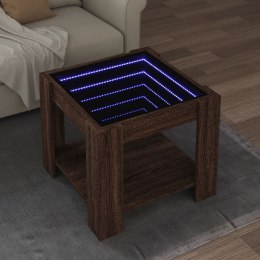 STOLIK KAWOWY Z LED BRĄZOWY DĄB 53X53X45CM