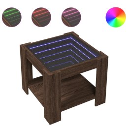 STOLIK KAWOWY Z LED BRĄZOWY DĄB 53X53X45CM