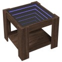 STOLIK KAWOWY Z LED BRĄZOWY DĄB 53X53X45CM