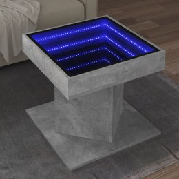 STOLIK KAWOWY Z LED SZAROŚĆ BETONU 50X50X45CM
