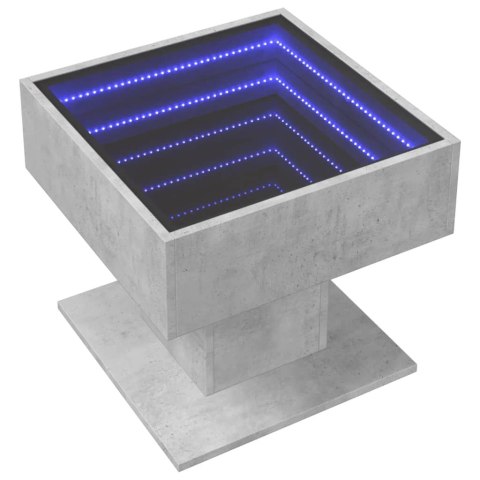 STOLIK KAWOWY Z LED SZAROŚĆ BETONU 50X50X45CM