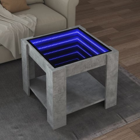 STOLIK KAWOWY Z LED SZAROŚĆ BETONU 53X53X45CM