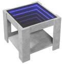 STOLIK KAWOWY Z LED SZAROŚĆ BETONU 53X53X45CM