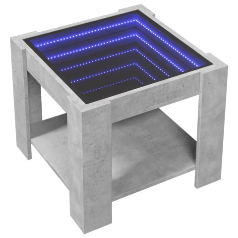 STOLIK KAWOWY Z LED SZAROŚĆ BETONU 53X53X45CM