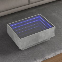 STOLIK KAWOWY Z LED SZAROŚĆ BETONU 70X50X30CM