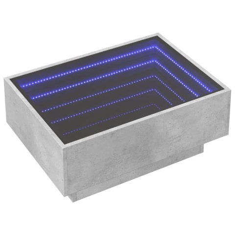 STOLIK KAWOWY Z LED SZAROŚĆ BETONU 70X50X30CM