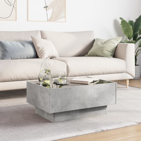 STOLIK KAWOWY Z LED SZAROŚĆ BETONU 70X50X30CM