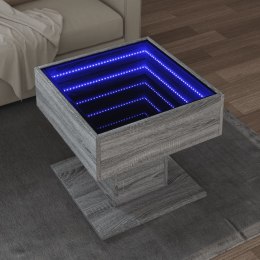 STOLIK KAWOWY Z LED SZARY DĄB SONOMA 50X50X45CM