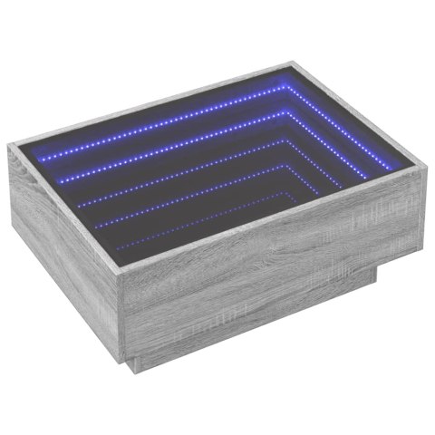 STOLIK KAWOWY Z LED SZARY DĄB SONOMA 70X50X30CM