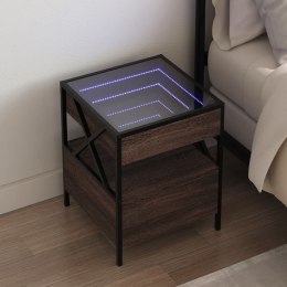 STOLIK NOCNY Z LED INFINITY BRĄZOWY DĄB 40X40X51CM