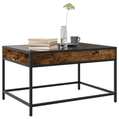 STOLIK KAWOWY Z LED INFINITY PRZYDYMIONY DĄB 70X50X41CM