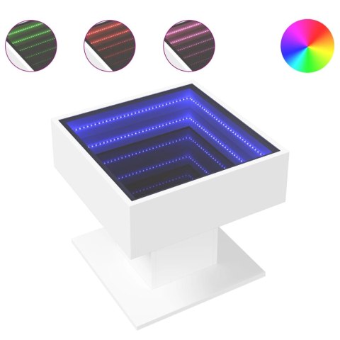 STOLIK KAWOWY Z LED BIAŁY 50X50X45CM