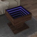 STOLIK KAWOWY Z LED BRĄZOWY DĄB 50X50X45CM