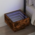 STOLIK NOCNY Z LED INFINITY PRZYDYMIONY DĄB 40X40X30CM