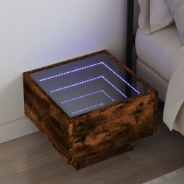 STOLIK NOCNY Z LED INFINITY PRZYDYMIONY DĄB 40X40X30CM