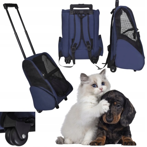 TRANSPORTER DLA ZWIERZĄT NA KÓŁKACH PLECAK TORBA PIES KOT KRÓLIK