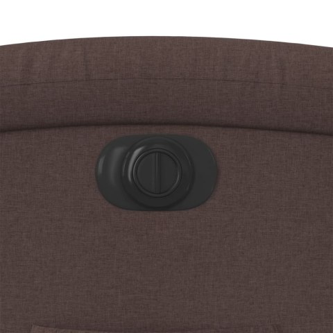 ELEKTRYCZNY FOTEL ROZKŁADANY CIEMNOBRĄZOWY OBITY TKANINĄ