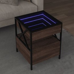STOLIK KAWOWY Z LED INFINITY BRĄZOWY DĄB 40X40X51CM
