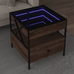 STOLIK KAWOWY Z LED INFINITY BRĄZOWY DĄB 50X50X51CM