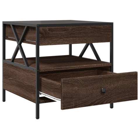 STOLIK KAWOWY Z LED INFINITY BRĄZOWY DĄB 50X50X51CM