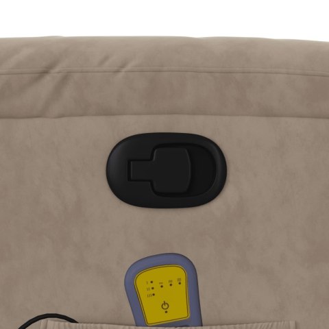 PODNOSZONY FOTEL MASUJĄCY ROZKŁADANY TAUPE MIKROFIBRA