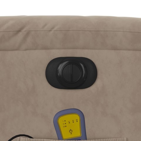 ROZKŁADANY FOTEL ELEKTRYCZNY MASUJĄCY KOLOR TAUPE MIKROFIBRA