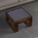 STOLIK KAWOWY Z LED INFINITY PRZYDYMIONY DĄB 50X53X30CM
