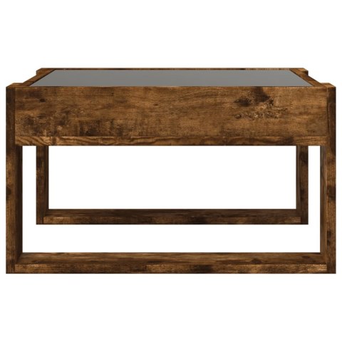 STOLIK KAWOWY Z LED INFINITY PRZYDYMIONY DĄB 50X53X30CM