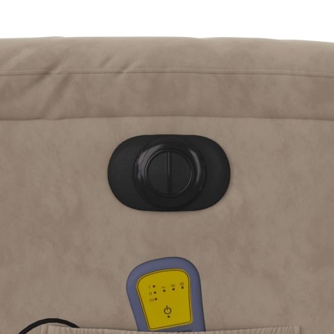 PODNOSZONY FOTEL MASUJĄCY ROZKŁADANY TAUPE MIKROFIBRA