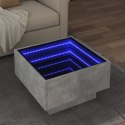 STOLIK KAWOWY Z LED SZAROŚĆ BETONU 50X50X30CM