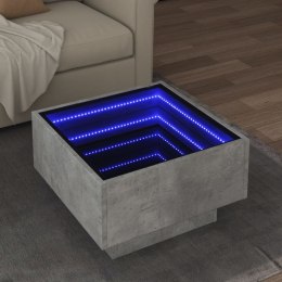 STOLIK KAWOWY Z LED SZAROŚĆ BETONU 50X50X30CM