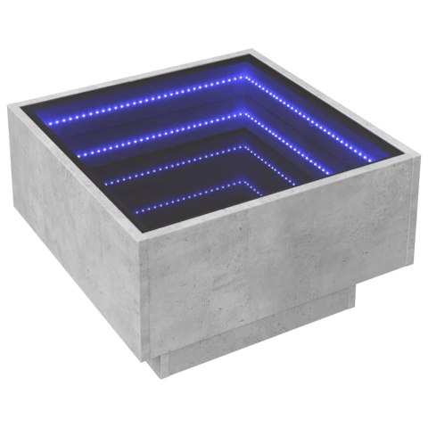 STOLIK KAWOWY Z LED SZAROŚĆ BETONU 50X50X30CM
