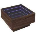 STOLIK KAWOWY Z LED BRĄZOWY DĄB 50X50X30CM