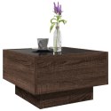 STOLIK KAWOWY Z LED BRĄZOWY DĄB 50X50X30CM