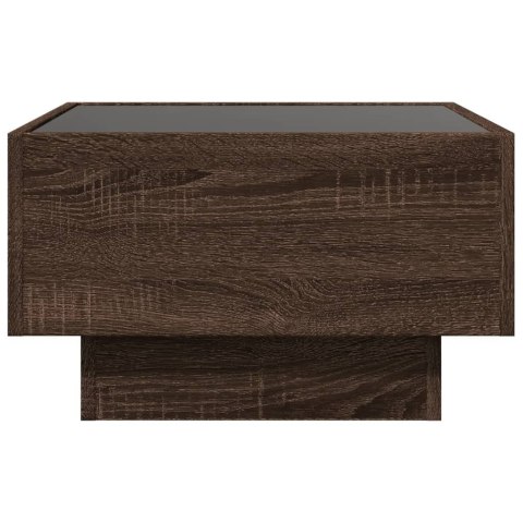 STOLIK KAWOWY Z LED BRĄZOWY DĄB 50X50X30CM