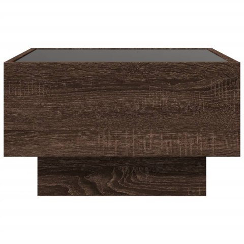 STOLIK KAWOWY Z LED BRĄZOWY DĄB 50X50X30CM